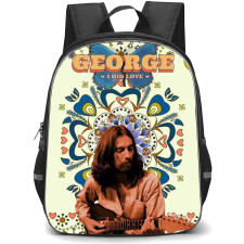 The Beatles George Harrison Backpack StudentPack - The Beatles George Harrison Playing Guitar On Art Background