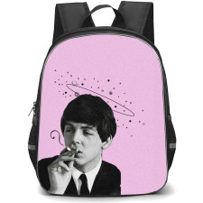 The Beatles Paul McCartney Backpack StudentPack - The Beatles Paul McCartney Smoking On Pink Background