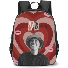 Justin Bieber Backpack StudentPack - Justin Bieber Smiling Portrait Grayscale On Heart Shape