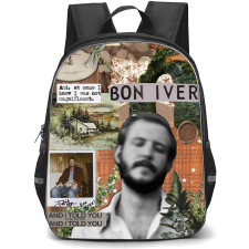 Bon Iver Backpack StudentPack - Bon Iver And At Once I Knew I was Not Magnificent Collage Poster