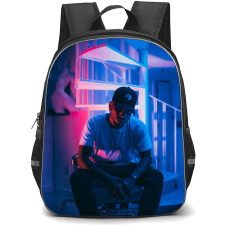 Bryson Tiller Backpack StudentPack - Bryson Tiller Sitting On Neon Background Poster
