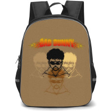 Bad Bunny Backpack StudentPack - Bad Bunny Face Drawing On Brown Background