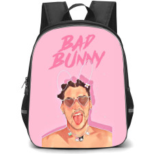 Bad Bunny Backpack StudentPack - Bad Bunny Fan Art On Pink Background
