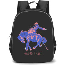 Bad Bunny Backpack StudentPack - Bad Bunny Nadie Sabe Illustration Art On Black Background