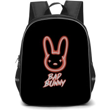Bad Bunny Backpack StudentPack - Bad Bunny Neon Effect Logo On Black Background