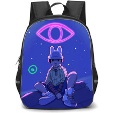Bad Bunny Backpack StudentPack - Bad Bunny THROWBACK Cartoon Art Purple Pink Neon Effect Poster