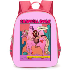 Chappell Roan Backpack StudentPack - Chappell Roan Cartoon Art Pink Pony Club Sing It on Pink Background