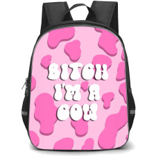 Doja Cat Backpack StudentPack - Doja Cat Bitch I'm A Cow Pink Background
