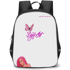 Doja Cat Backpack StudentPack - Doja Cat Logo And Pink Butterfly Poster