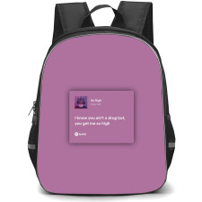Doja Cat Backpack StudentPack - Doja Cat So High Lyrics And Spotify Playlist Purple Background