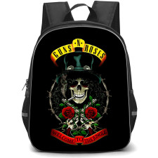 Guns N Roses Backpack StudentPack - Guns N Roses Skull Wearing Hat Poster Black Background