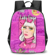 Lady Gaga Backpack StudentPack - Lady Gaga Pink Cartoon Art Portrait