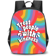 Harry Style Backpack StudentPack - Harry Style Treat People With Kindness Poster Rainbow Background
