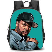 Ice Cube Backpack StudentPack - Ice Cube Side Portrait Cartoon Art On Cyan Background