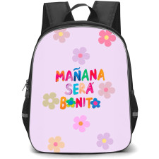 Karol G Backpack StudentPack - Karol G Manana Sea Bonito Logo On Pink Floral Background