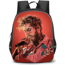 Post Malone Backpack StudentPack - Post Malone Singing Illustration Art On Red Background