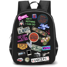 Maroon 5 Backpack StudentPack - Maroon 5 Lyrics Sticker Mania Collage Poster