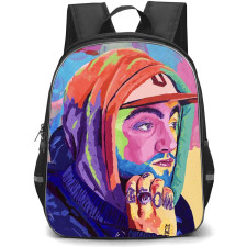 Mac Miller Backpack StudentPack - Mac Miller Side Portrait WaterColor Paint