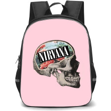 Nirvana Backpack StudentPack - Nirvana Grey Skull On Pink Background