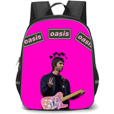 OASIS Noel Backpack StudentPack - OASIS Noel Gallagher Standing With Guitar On Pink Background