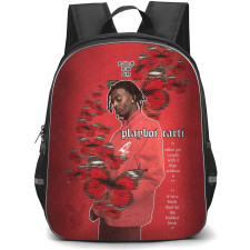 Playboi Carti Backpack StudentPack - Playboi Carti Lyrics Rather Get Caught Red Graphic Art Poster