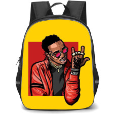 Quavo Backpack StudentPack - Quavo Type Beat Cartoon Art On Yellow Background