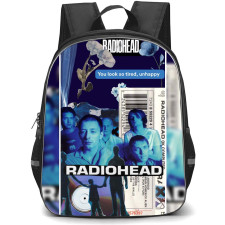 Radiohead Backpack StudentPack - Radiohead You Look So Tired Unhappy Collage