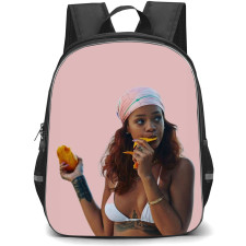 Rihanna Backpack StudentPack - Rihanna Eating Mango Candid Picture On Pink Background