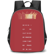 Rihanna Backpack StudentPack - Rihanna Lyrics When I Look Out Side On Red Background