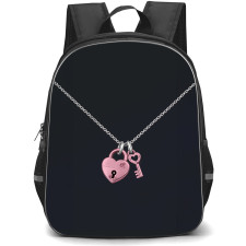 Olivia Rodrigo Backpack School Bag StudentPack - Olivia Rodrigo Heart Lock Key Necklace On Dark Background