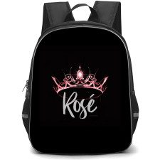 BlackPink Rose Backpack StudentPack - Rose BlackPink Logo Crown On Black Background