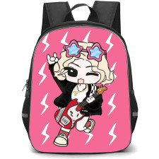 Rose APT Backpack StudentPack - Rose APT Rock Chibi Art On Pink Background