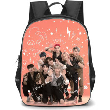 Stray Kids Backpack StudentPack - Stray Kids Members On Orange Background