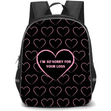 Sabrina Carpenter Backpack StudentPack - Sabrina Carpenter I Am Sorry For Your Loss On Pink Heart Background