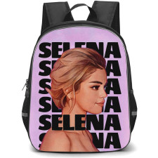 Selena Gomez Backpack StudentPack - Selena Gomez Side Portrait Illustration On Word Art