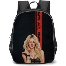 Shakira Backpack StudentPack - Shakira Portrait On Red Stripe Black Background