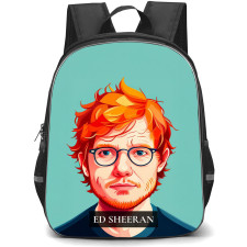 Ed Sheeran Backpack StudentPack - Ed Sheeran Portrait Cartoon Art On Cyan Background