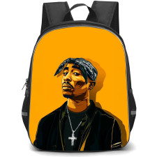 Tupac Shakur Backpack StudentPack - Tupac Shakur Side Portrait Illustration On Yellow Background