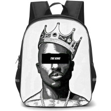 Tupac Shakur Backpack StudentPack - Tupac Shakur The King Grayscale Sticker