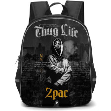 Tupac Shakur Backpack StudentPack - Tupac Shakur Thug Life Hip Hop Stories Grayscale Poster