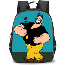 Popeye Bluto Backpack StudentPack - Bluto Holding Flower Bluegreen Background