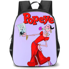 Popeye Olive Backpack StudentPack - Olive Oyl Holding Popeye Photo Purple Background
