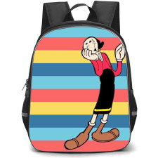 Popeye Olive Backpack StudentPack - Olive Oyl Red Yellow Blue Stripes Background