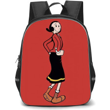 Popeye Olive Backpack StudentPack - Olive Oyl Standing Pose Red Background