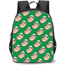 Popeye Backpack StudentPack - Popeye Face Portrait Pattern Art Green Background
