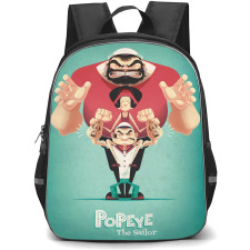 Popeye Backpack StudentPack - Popeye Olive Bluto Portrait Vintage Illustration