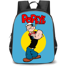 Popeye Backpack StudentPack - Popeye Standing Pose Yellow Circle Blue Background