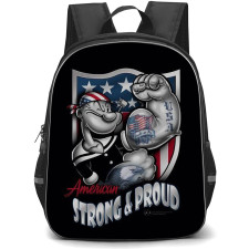 Popeye Backpack StudentPack - Popeye Strong And Proud Black Background
