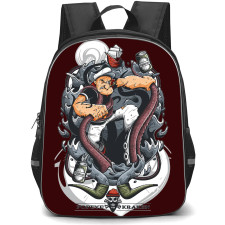 Popeye Backpack StudentPack - Popeye Vs Kraken Vintage Illustration