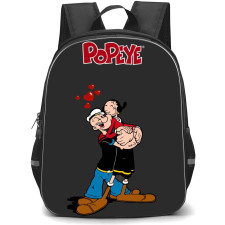 Popeye Backpack StudentPack - Popeye And Olive Sweet Pose Hearts Cartoon Art